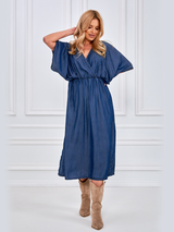 Rochie damă casual cu croiala chimono- Albastru Denim