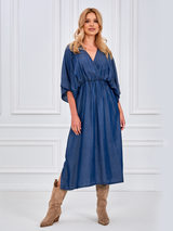 Rochie damă casual cu croiala chimono- Albastru Denim