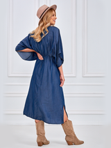 Rochie damă casual cu croiala chimono- Albastru Denim