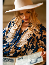 Rochie damă casual cu print camuflaj- Albastru