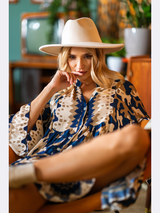 Rochie damă casual cu print camuflaj- Albastru