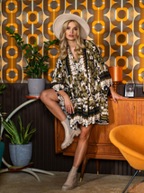 Rochie damă casual cu print camuflaj- Kaki