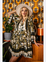 Rochie damă casual cu print camuflaj- Kaki