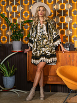 Rochie damă casual cu print camuflaj- Kaki