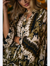 Rochie damă casual cu print camuflaj- Kaki