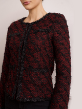 Sacou damă elegant din tweed- Bordo/ Negru