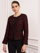 Sacou damă elegant din tweed- Bordo/ Negru