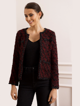 Sacou damă elegant din tweed- Bordo/ Negru
