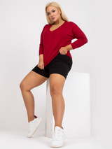 Tricou damă Mărimi Mari cu decolteu V- Bordo