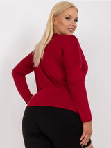 Tricou damă Mărimi Mari cu decolteu V- Bordo