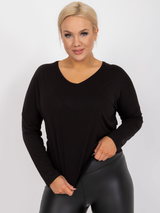 Tricou damă Mărimi Mari cu decolteu V- Negru