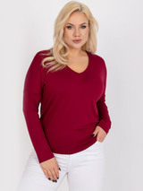 Tricou damă Mărimi Mari cu decolteu V- Vișiniu