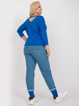 Tricou damă Mărimi Mari cu mâneci trei sferturi- Albastru