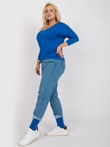 Tricou damă Mărimi Mari cu mâneci trei sferturi- Albastru