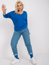 Tricou damă Mărimi Mari cu mâneci trei sferturi- Albastru