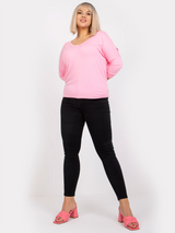 Tricou damă Mărimi Mari cu mâneci trei sferturi- Roz