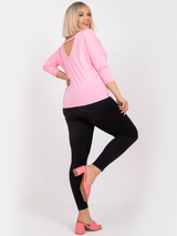 Tricou damă Mărimi Mari cu mâneci trei sferturi- Roz