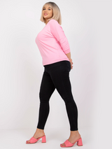 Tricou damă Mărimi Mari cu mâneci trei sferturi- Roz