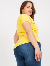 Tricou femei Plus Size cu guler V- Galben