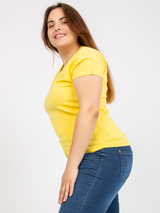 Tricou femei Plus Size cu guler V- Galben