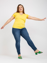 Tricou femei Plus Size cu guler V- Galben