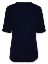 Bluză femei tricotată fin bleumarin cu motiv panouri