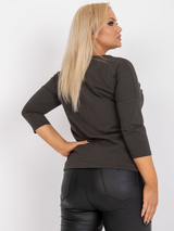 Bluză damă Mărimi Mari cu print inimi- Maro