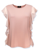 Bluză damă bej caramel cu detalii din voal