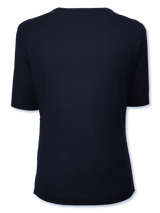 Bluză damă bleumarin cu dantelă și motiv floral