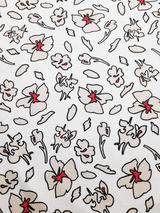 Bluză damă tip tunică crem cu motiv floral și franjuri