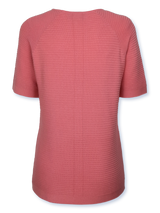 Bluză damă tricotată fin in dungi roz salmone