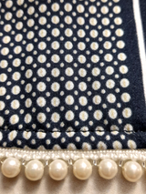 Bluză femei bleumarin cu motiv panouri și mărgele la terminație