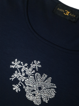 Bluză femei bleumarin cu ornament argintiu