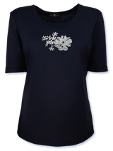 Bluză femei bleumarin cu ornament argintiu