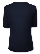 Bluză femei bleumarin cu tul imprimat cu motive florale