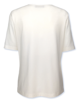 Bluză femei crem cu imprimeu floral albastru