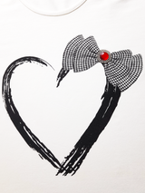 Bluză femei crem cu imprimeu fundiță și inimioară