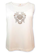 Bluză femei crem cu ornament floral