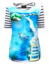 Bluză femei cu dungi și imprimeu marin