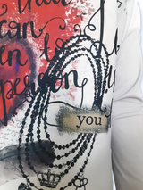 Bluză femei gri cu imprimeu la față