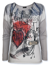 Bluză femei gri cu imprimeu la față