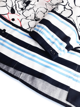 Bluză femei tip camașă albă cu flori și dungi