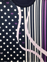 Bluză femei tricotată fin bleumarin cu fața imprimată