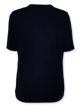 Bluză femei tricotată fin bleumarin cu fața imprimată