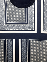 Bluză femei tricotată fin bleumarin cu motiv panouri