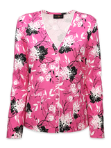 Cardigan damă roz cu imprimeu floral