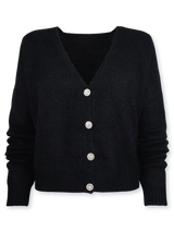 Cardigan femei lejer cu nasturi strass- negru