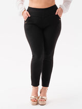 Colanți damă Plus Size cu buzunare - Negru