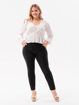 Colanți damă Plus Size cu buzunare - Negru