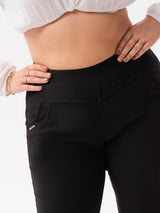 Colanți damă Plus Size cu buzunare - Negru